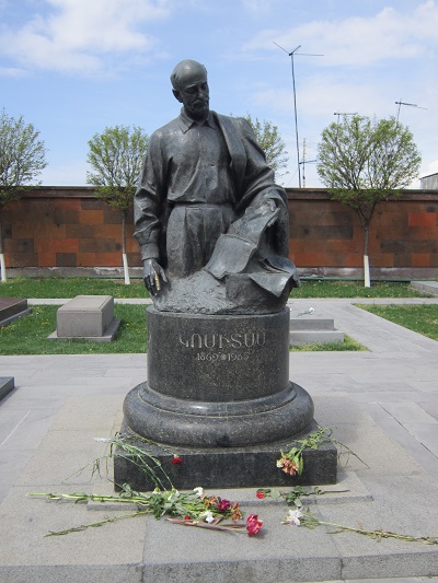 Komitas' tombstone in Yerevan's Komitas Pantheon. Many outstanding figures of Armenia's artistic world are buried here, including Komitas (1869–1935), the founder of Armenian national music, after whom it is named.