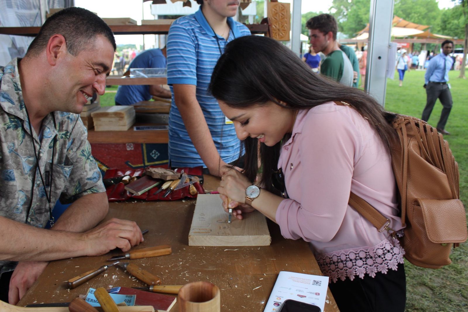 Very concerned about the safety of my fingers, as I was quite careless with the sharp tools, Armen took his time to show me the correct way to hold the tools and I began making my mark on the plank of wood.