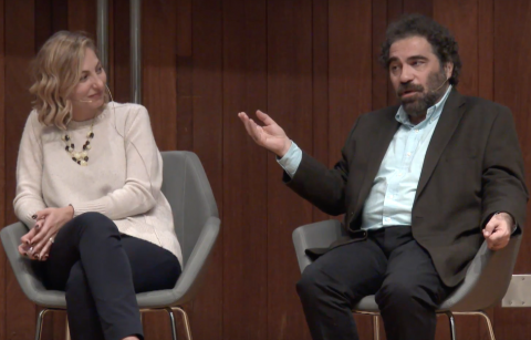 UCLA professors of Armenian language and literature, Shushan Karapetian (left) and Hagop Gulludjian (right), present their findings and expertise on teaching and revitalizing Western Armenian in the diaspora.