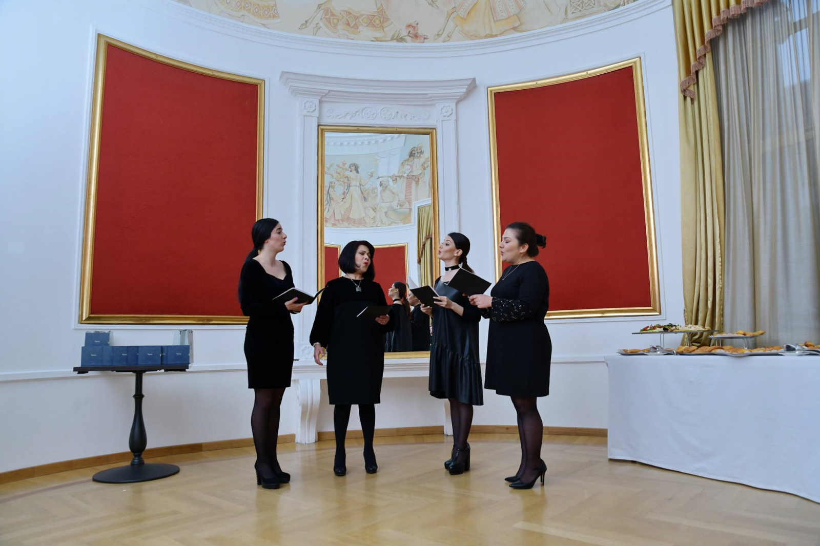 Eileen (far R) performing in a quartet in Armenia (Photo courtesy of Eileen Herosian)