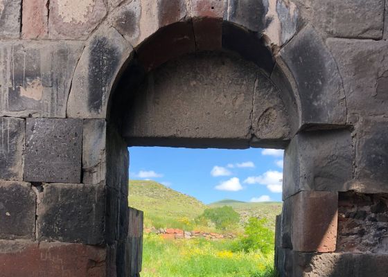 Peering outside the Cathedral of Talin